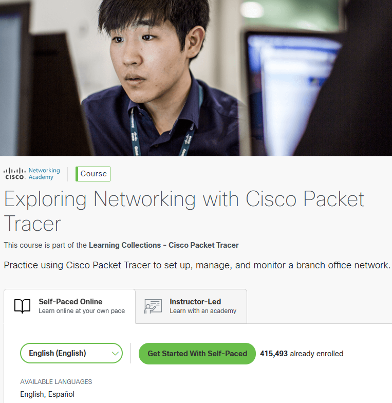 Skjermbilde fra Cisco Networking Academy